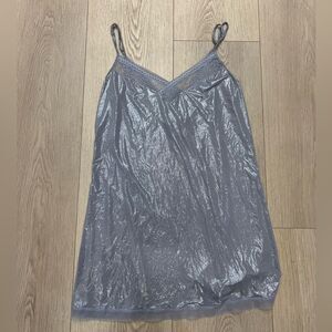 Victoria’s Secret silver shiny shimmer lingerie sleep slip lace size medium